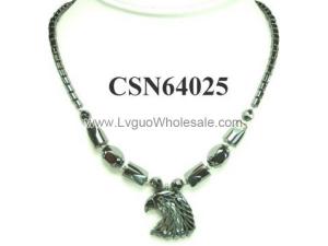 Hematite Eagle Pendant Beads Stone Chain Choker Fashion Women Necklace